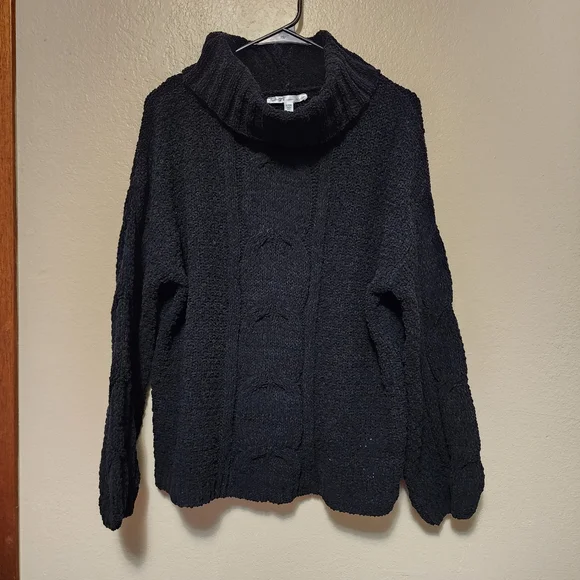 Seven7 Black Chenille Cowl Neck Sweater - Picture 6 of 14